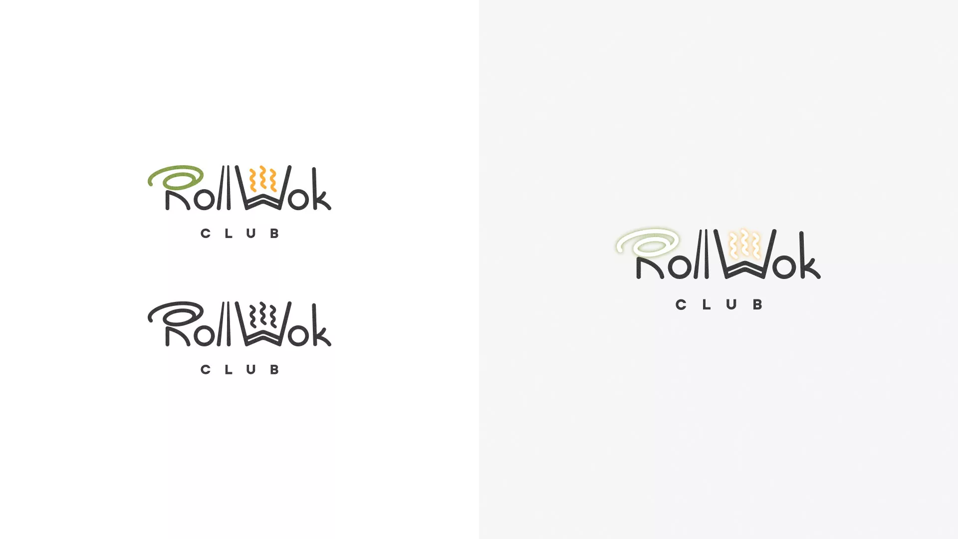 Разработка логотипа и фирменного стиля суши-бара «Roll Wok Club» в Комсомольске-на-Амуре