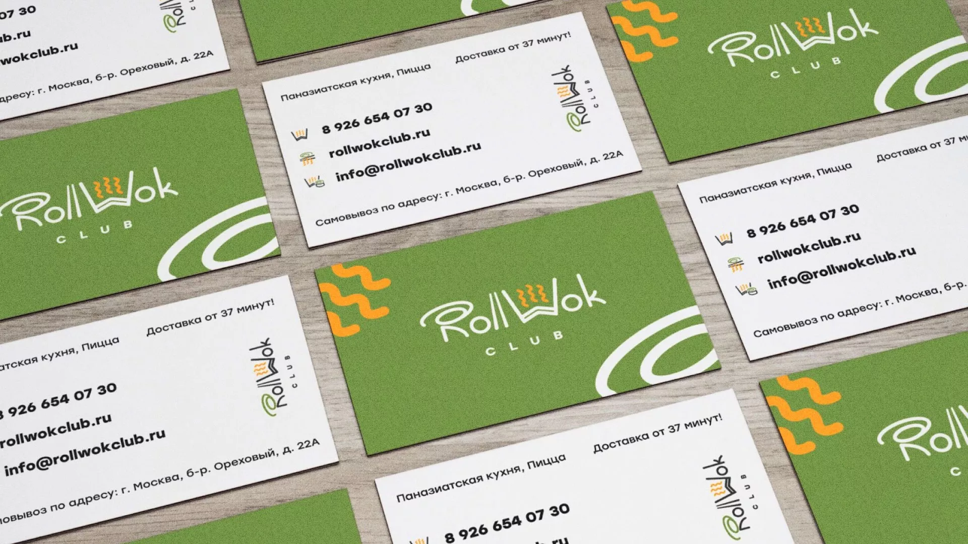 Разработка дизайна визиток суши-бара «Roll Wok Club» в Комсомольске-на-Амуре